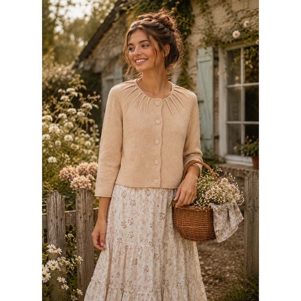 Anthropologie CHARLIE & ROBIN Cashmere Wool Cropped Cardigan Sweater Small
